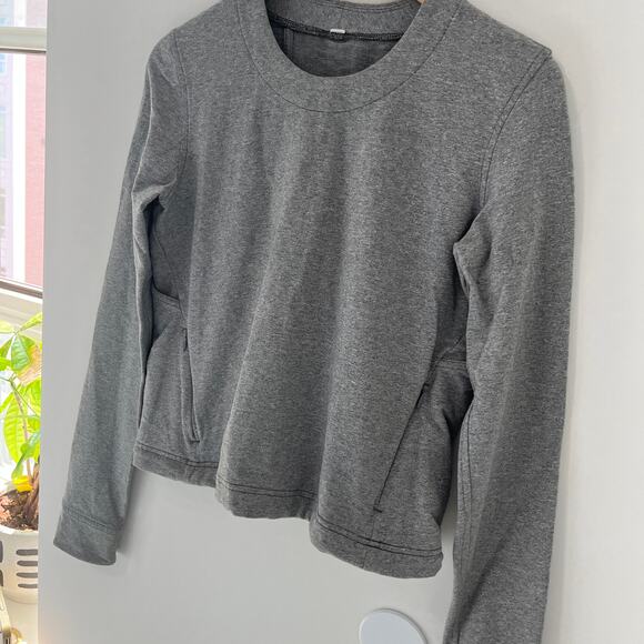 Lululemon Gray Cutout Back Long Sleeve Top Size 4 - Picture 3 of 4